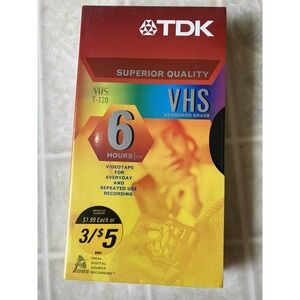 TDK Premium Quality QS T-120 RV Sealed VHS Tape 6 hours